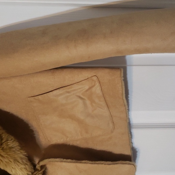 Chico's shearling jacket faux suede with faux fur lining - Picture 5 of 9
